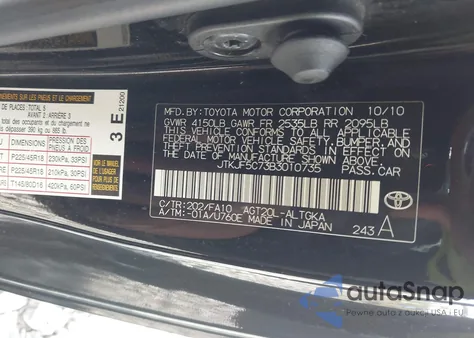 2011 Scion Tc from USA, damaged, VIN JTKJF5C73B3010735